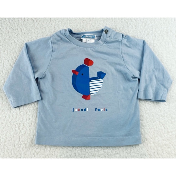 JACADI PARIS • Light Blue French Tricolor Rooster Long Sleeve Shirt - Picture 10 of 10